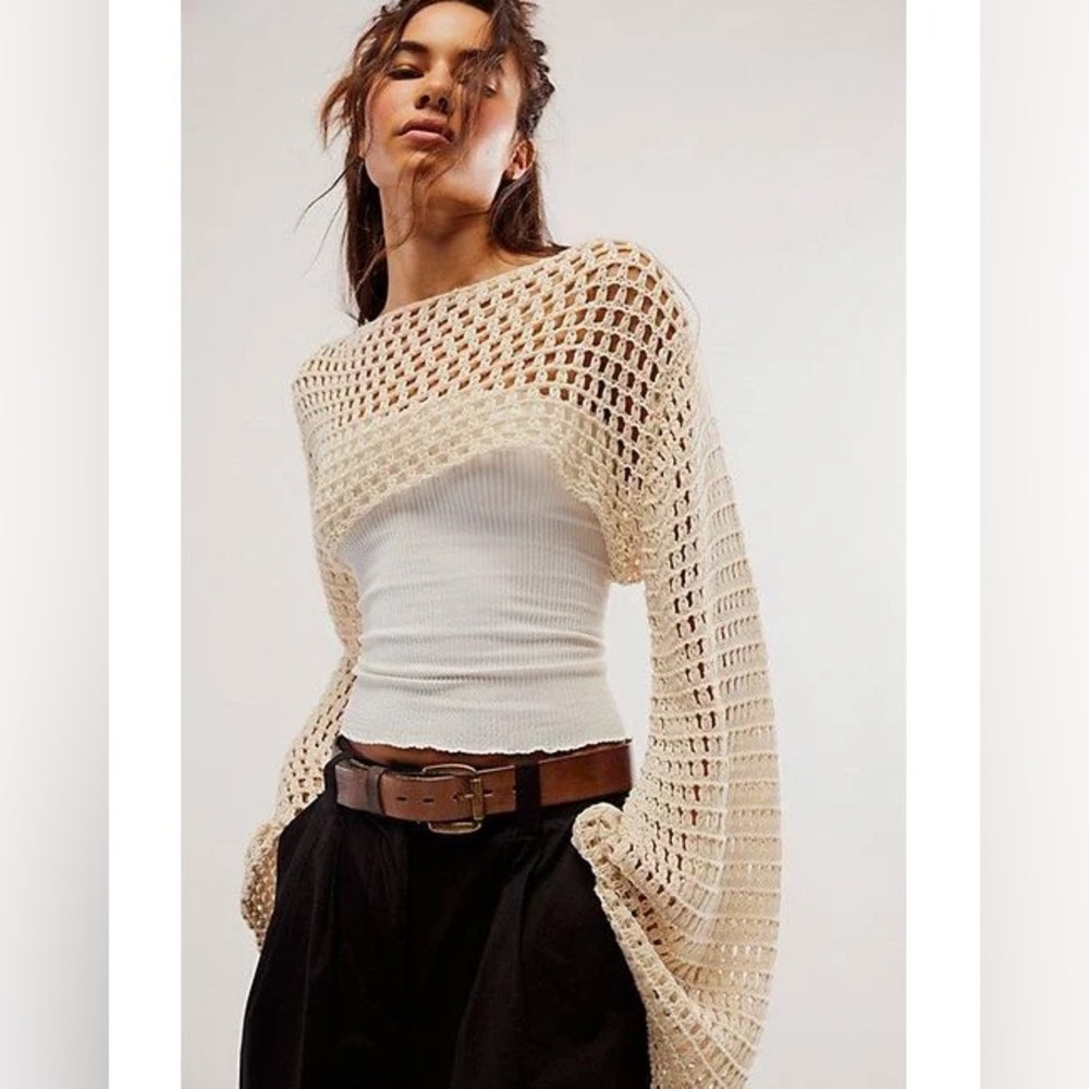 Free People Hayley Crochet Bolero in Natural S/M